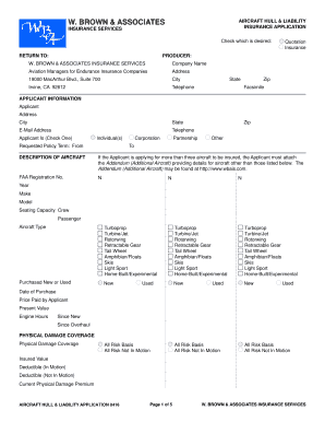 Aircraft Hull and Liability Insurance Application