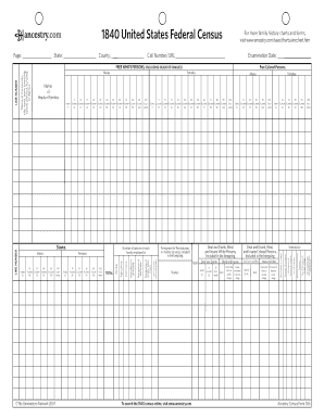 1840 United States Federal Census Form