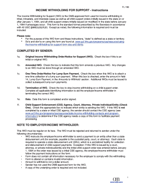 Income Withholding for Support Form FL-196