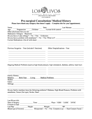 Pre-surgical Consultation Form