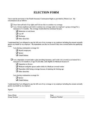Illinois Health Insurance Continuation Election Form