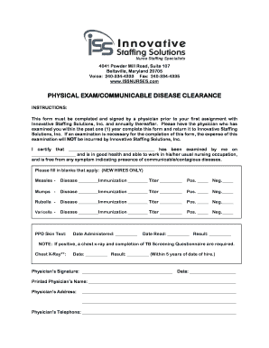 Physician Physical Exam Form