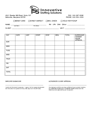 Healthcare Employee Time Sheet