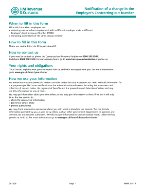 Notification of a Change in the Employer’s Contracting-out Number