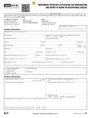 Independent Operator’s Application for Compensation and Report of Injury or Occupational Disease