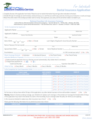 Dental Insurance Application