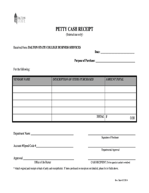 Petty Cash Receipt