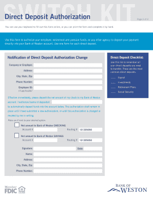 Bank of Weston Switch Kit