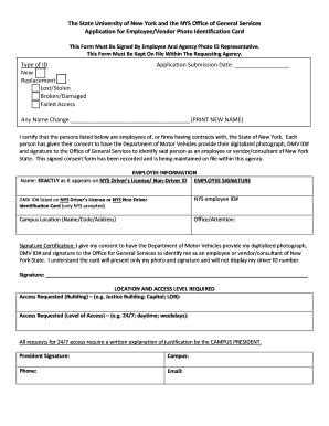 New York State Employee Vendor Photo ID Application