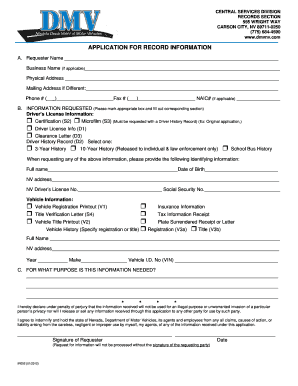 Nevada DMV Record Information Request