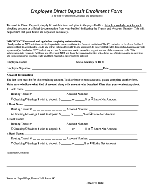 Employee Direct Deposit Enrollment Form