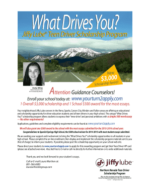 Jiffy Lube Teen Driver Scholarship Application