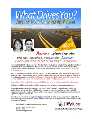 Jiffy Lube Teen Driver Scholarship Application