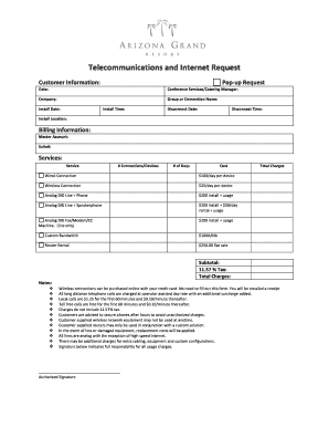 Telecommunications and Internet Request Form