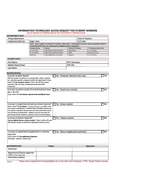 Information Technology Access Request for Student Workers