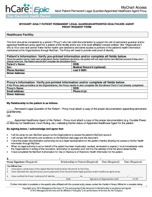 MyChart Adult Patient Proxy Request Form