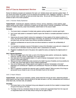 End of Course Assessment Review