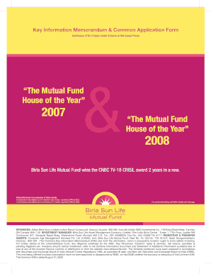 Birla Sun Life Mutual Fund Application Form