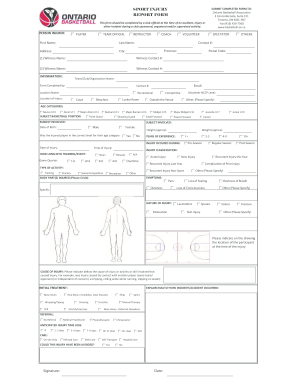 Ontario Basketball Association Injury Report Form