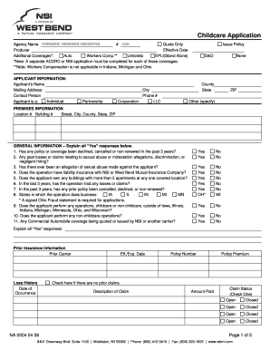Childcare Liability Insurance Application
