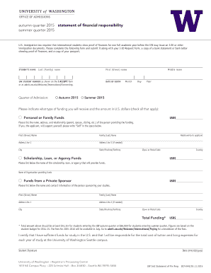 University of Washington Statement of Financial Responsibility