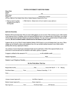 Tufts University Refund Form