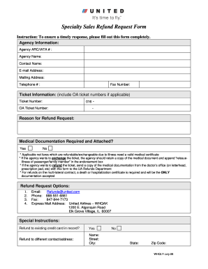 Specialty Sales Refund Request Form