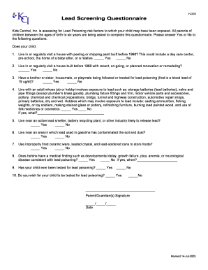 lead screening questionnaire pdf