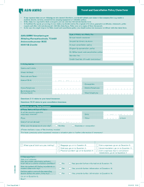 ABN AMRO Travel and Cancellation Policy Claim Form