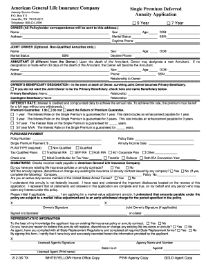 American General Life Insurance Annuity Application