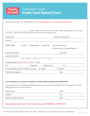 Travel Bound Credit Card Refund Form