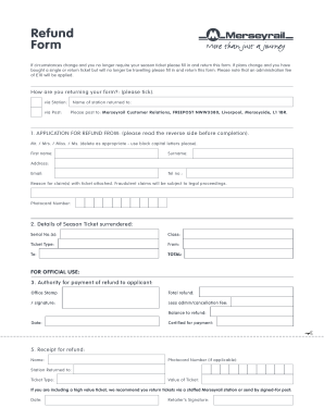 Merseyrail Season Ticket Refund Form