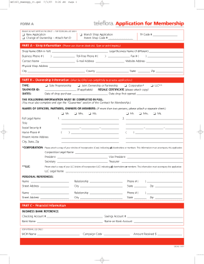 Teleflora Membership Application Form