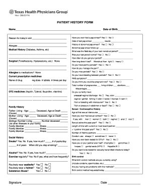 Patient History Form