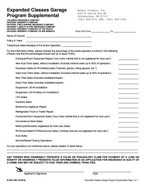 Expanded Classes Garage Program Supplemental