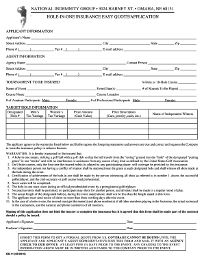 Hole-in-One Insurance Application