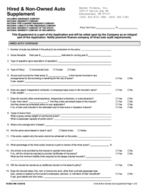 Hired & Non-Owned Auto Supplement
