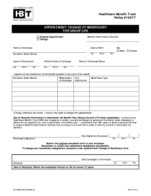 Appointment Change of Beneficiary Form