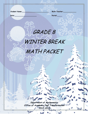 8th Grade Math Winter Break Packet