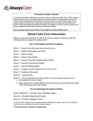 Dental Claim Form