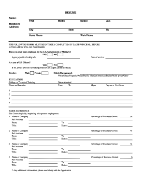 US Government Employment Application Form