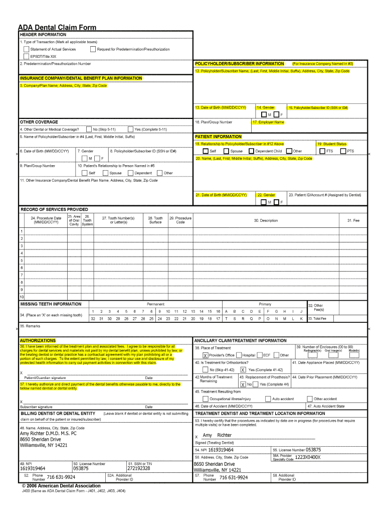 Orthodontic Claim Sample Fill Online, Printable, Fillable, Blank