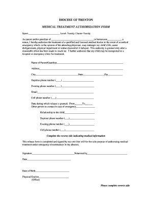 Medical Treatment Authorization Form