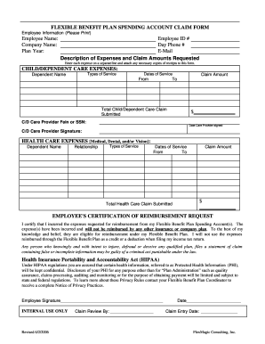 Flexible Benefit Plan Spending Account Claim Form