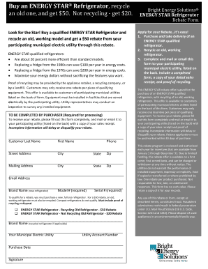 ENERGY STAR Refrigerator Rebate Form
