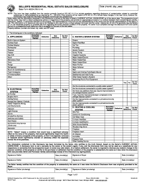 Indiana Seller's Residential Real Estate Sales Disclosure