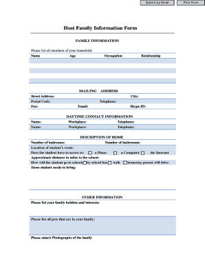 Host Family Information Form