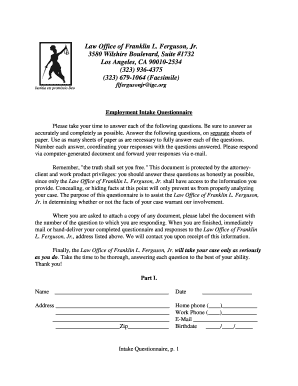 Employment Intake Questionnaire
