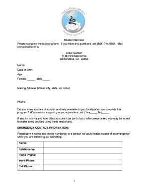 Intake Interview Form