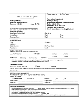 Park Hyatt Beijing Registration Form
